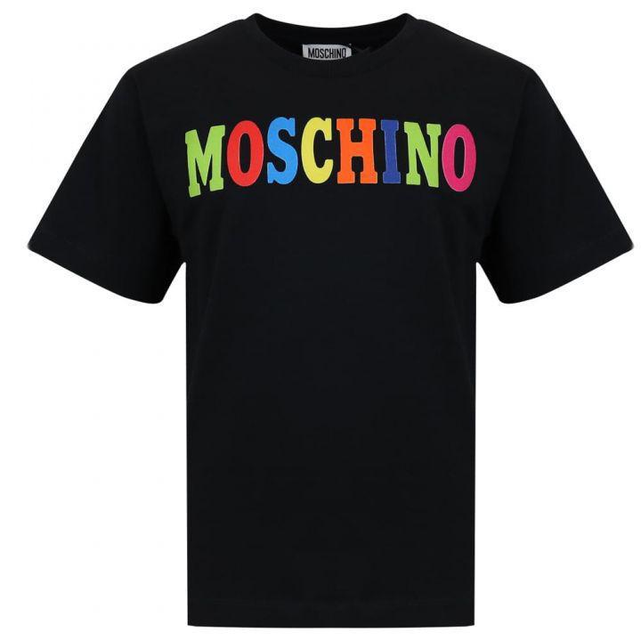 商品Moschino|Black Maxi Multicoloured Logo T Shirt,价格¥313-¥347,第1张图片