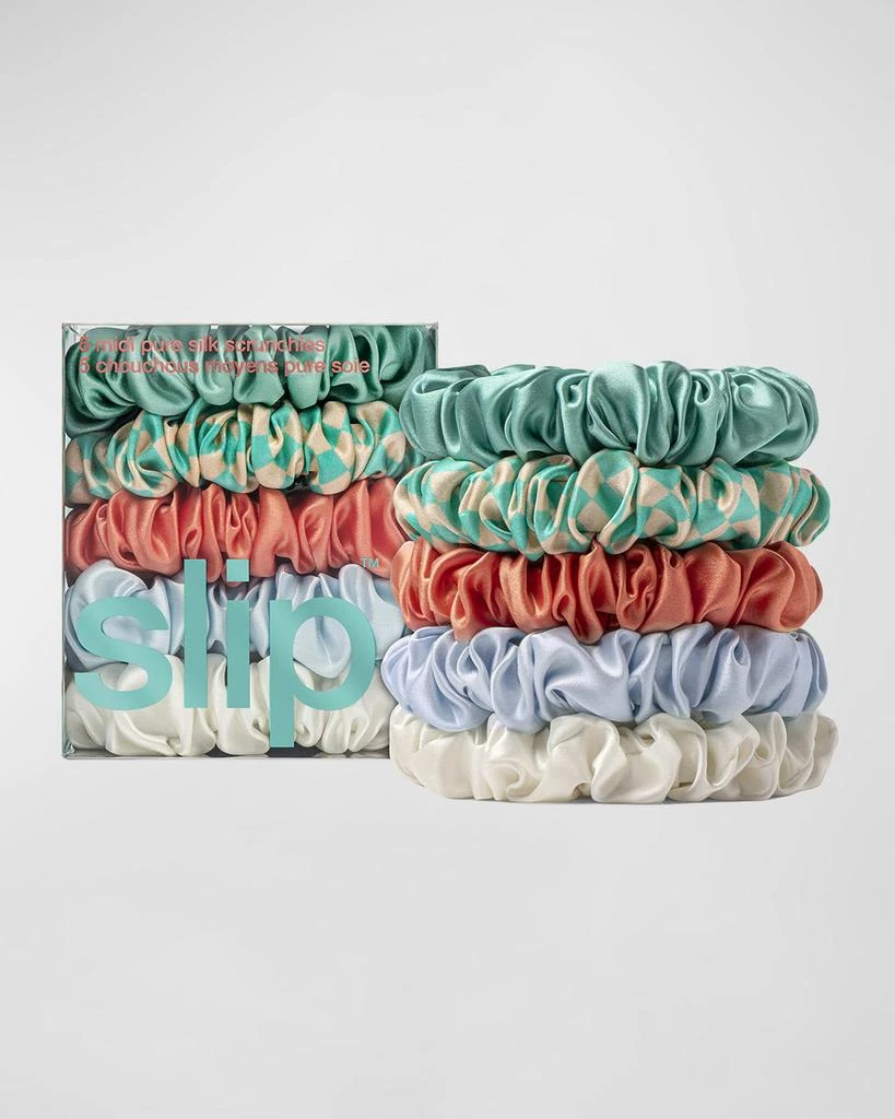 商品Slip|Pure Silk Midi Scrunchie Set of 5,价格¥348,第1张图片