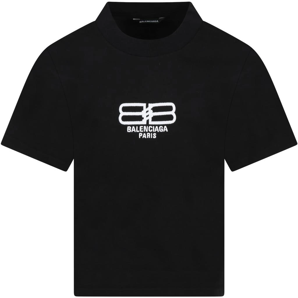 商品Balenciaga|Balenciaga Black T-shirt For Boy With Logo,价格¥1537,第1张图片