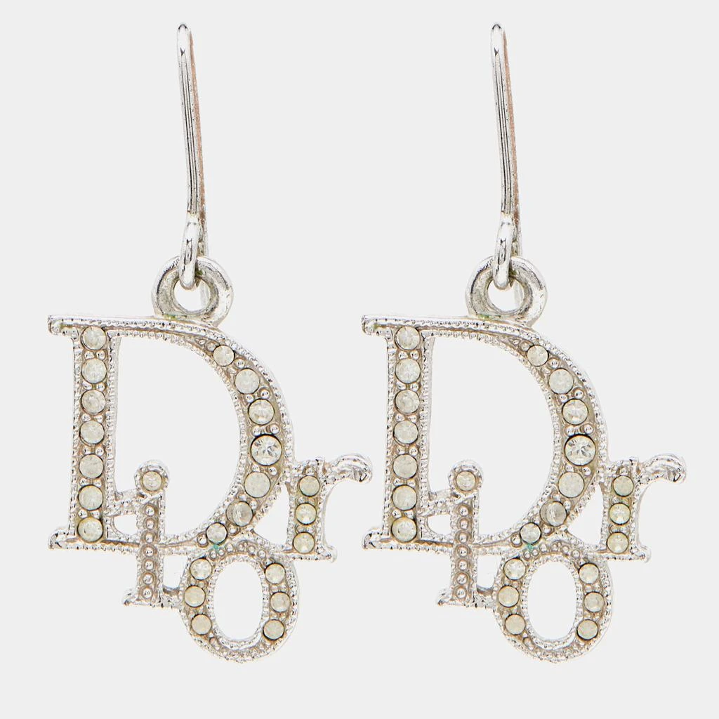 商品[二手商品] Dior|Dior Silver Tone Crystal Logo Earrings & Pendant Necklace,价格¥3269,第2张图片详细描述