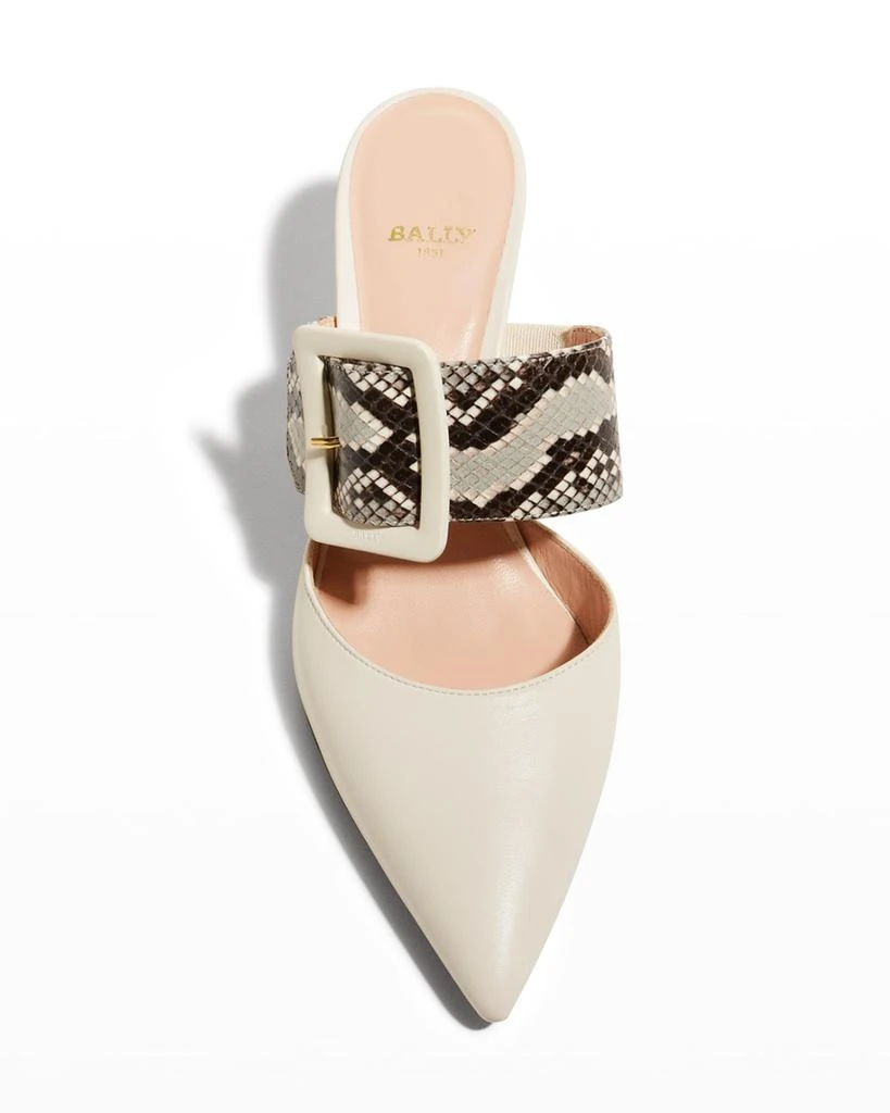 商品Bally|Jemina Snake-Print Leather Buckle Mule Pumps,价格¥5174,第4张图片详细描述