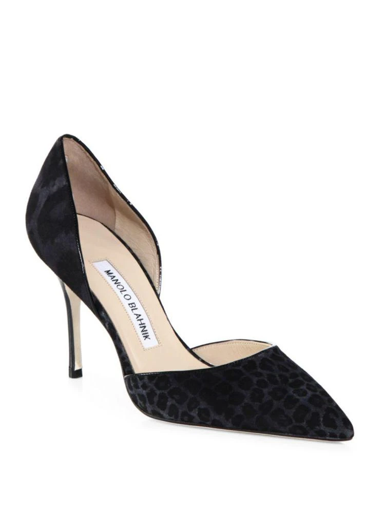 商品Manolo Blahnik|Taylerbibo Leopard-Print Suede d'Orsay Pumps,价格¥2383,第1张图片