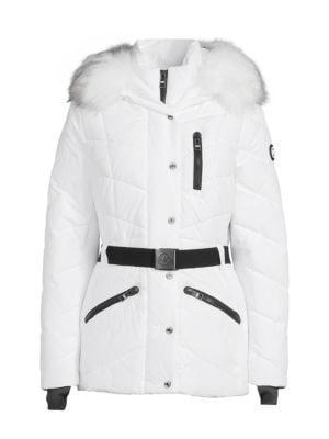 商品Michael Kors|Faux Fur Trim Hooded Puffer Jacket,价格¥672,第6张图片详细描述