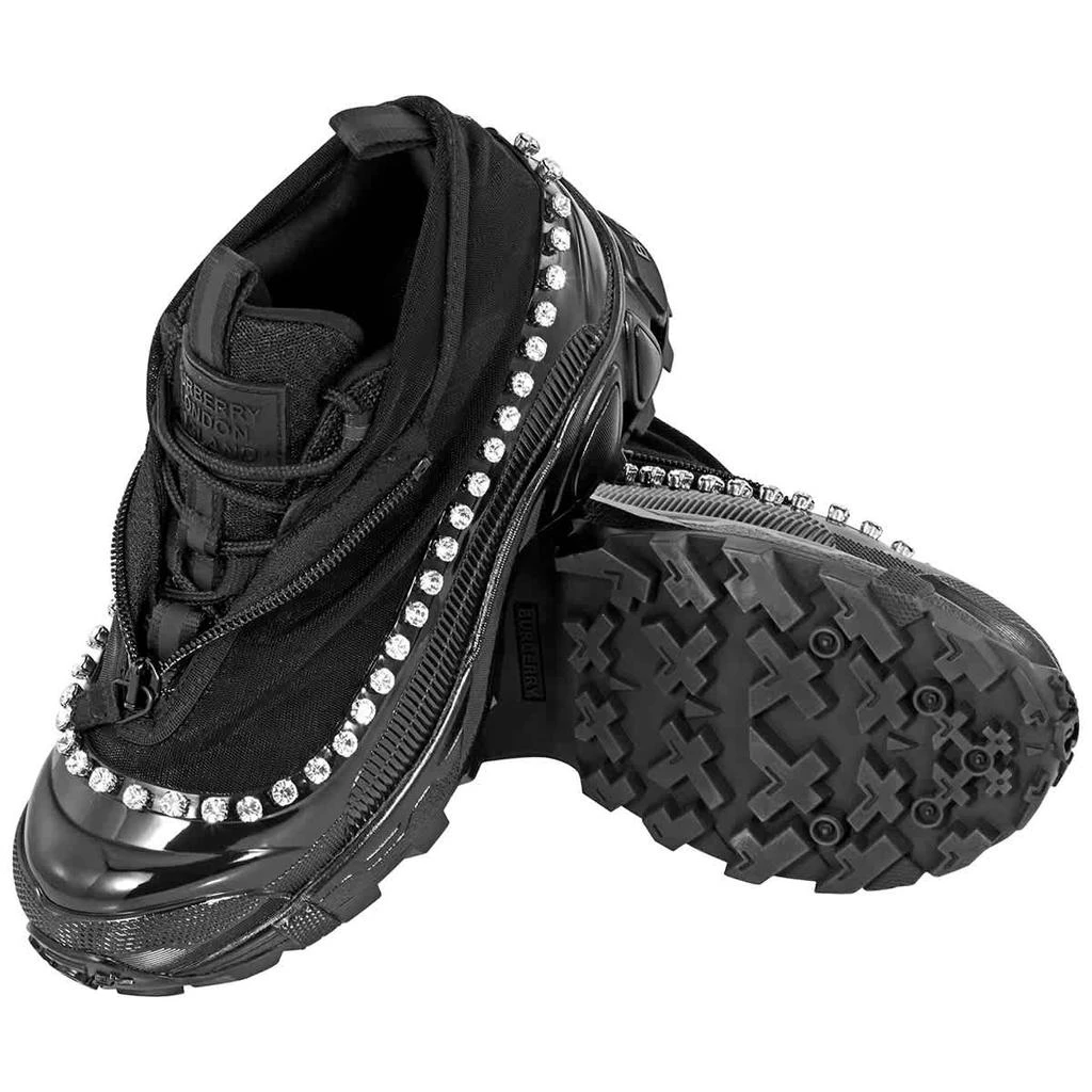 商品Burberry|Black Crystal Detail Mesh Nylon And Suede Arthur Low-top Sneakers,价格¥1852,第2张图片详细描述