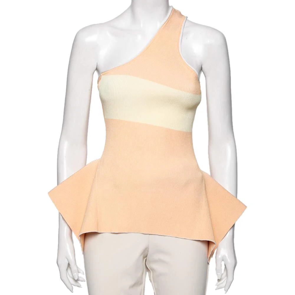 商品ROLAND MOURET|Roland Mouret Peach Rib Knit Macan One Shoulder Top L,价格¥1649,第1张图片