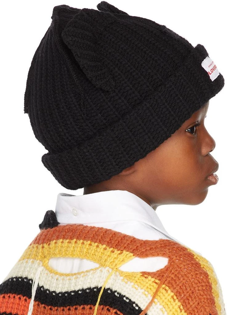 商品Charles Jeffrey Loverboy|SSENSE Exclusive Kids Black Chunky Ears Beanie,价格¥902,第3张图片详细描述