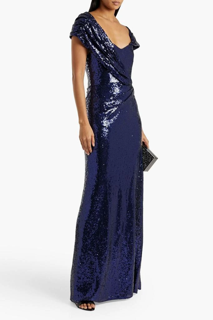 商品Badgley Mischka|Draped sequined mesh gown,价格¥983,第2张图片详细描述