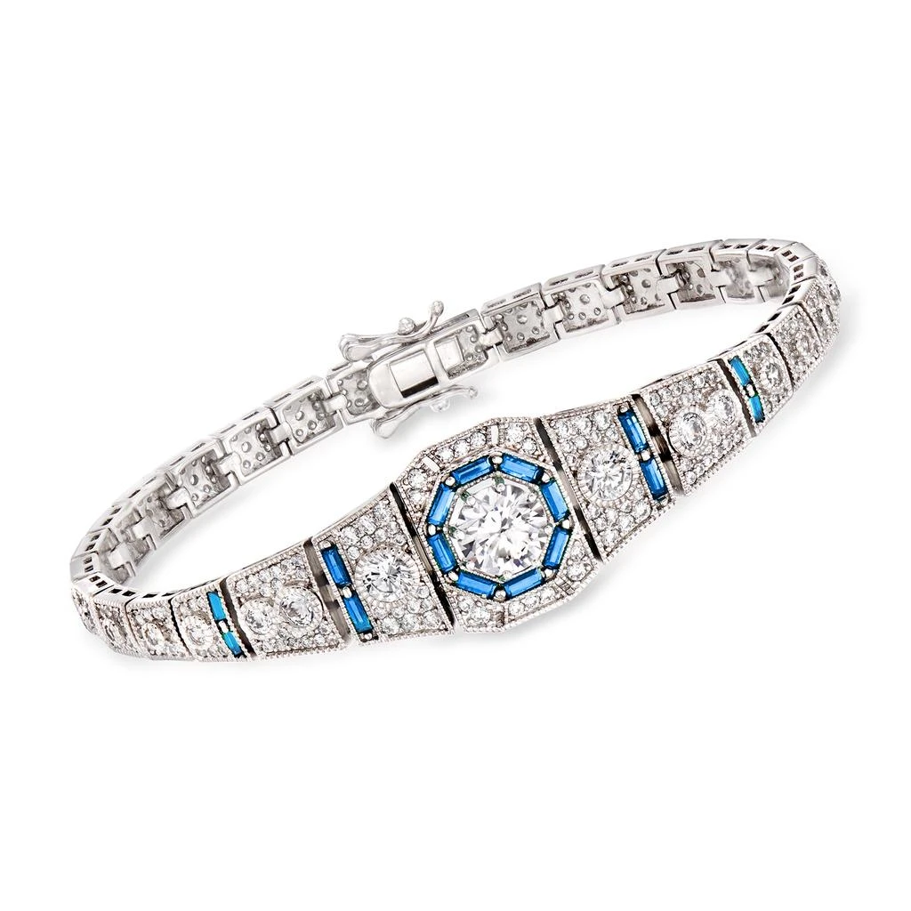 商品Ross-Simons|CZ and . Simulated Sapphire Bracelet in Sterling Silver,价格¥1311,第1张图片