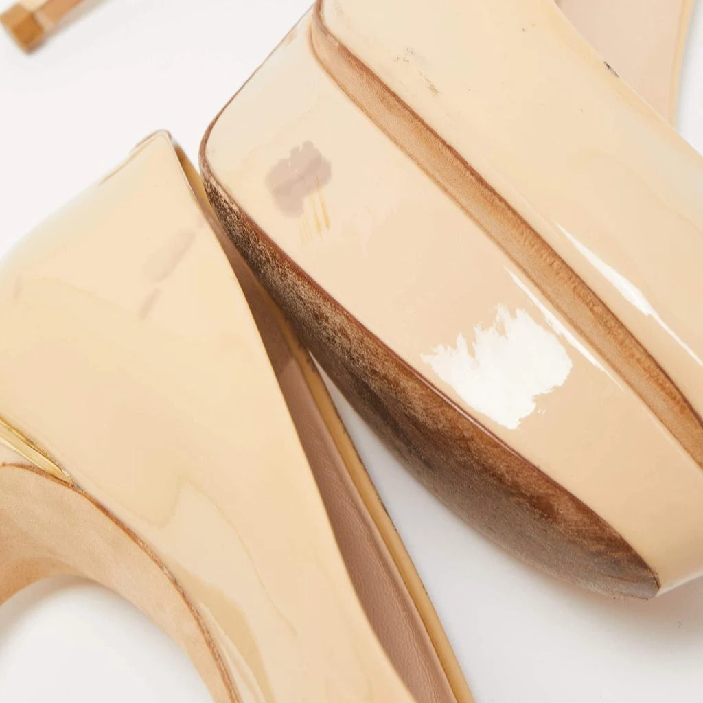 Louis Vuitton Beige Patent Leather Eyeline Peep Toe Pumps Size 38 商品