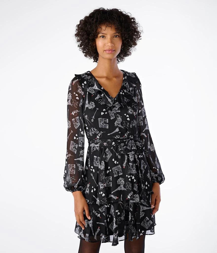 商品Karl Lagerfeld Paris|PRINTED CHIFFON RUFFLE DRESS,价格¥723,第1张图片