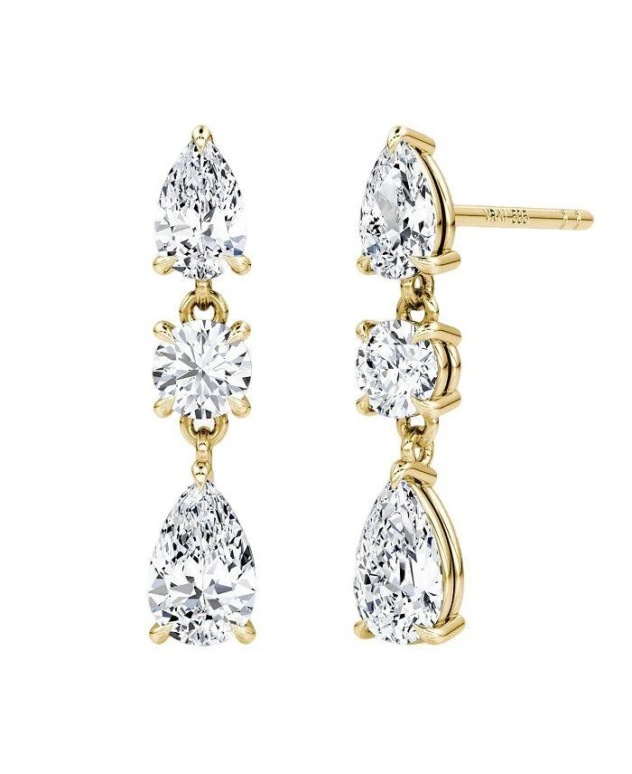 商品VRAI|Three Stone Drop Earrings in 14K White Gold, 2.0ctw Round Brilliant & Pear Lab Grown Diamonds,价格¥16520,第1张图片