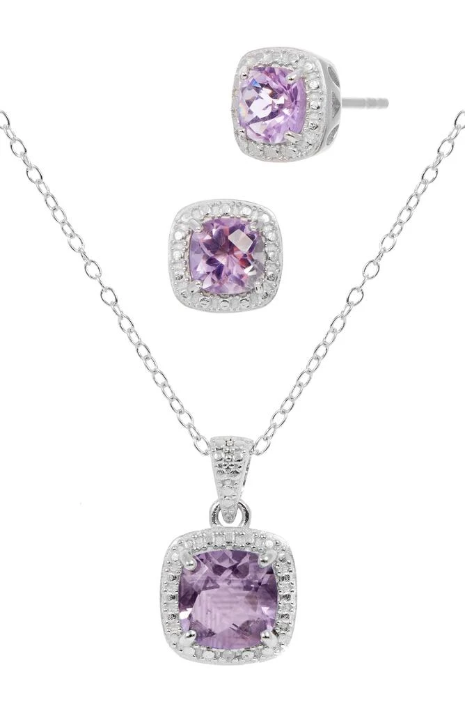 商品Savvy Cie Jewels|Stone Pendant Necklace & Cushion Stud Earrings Box Set,价格¥450,第1张图片详细描述