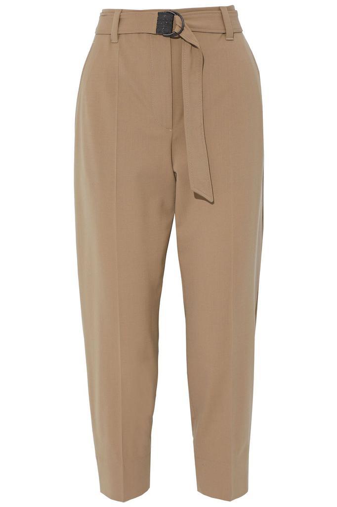 商品Brunello Cucinelli|Cropped belted wool-blend tapered pants,价格¥4936,第1张图片