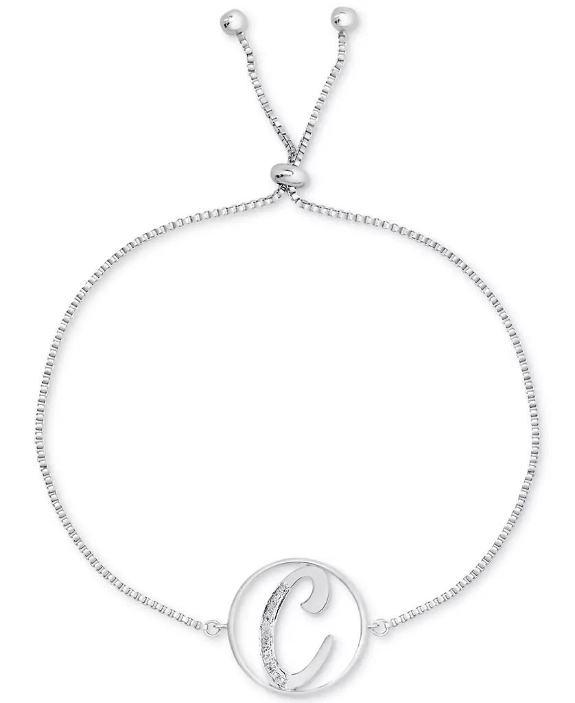 商品Macy's|Diamond Accent Initial Bolo Bracelet in Silver-Plate,价格¥188,第1张图片