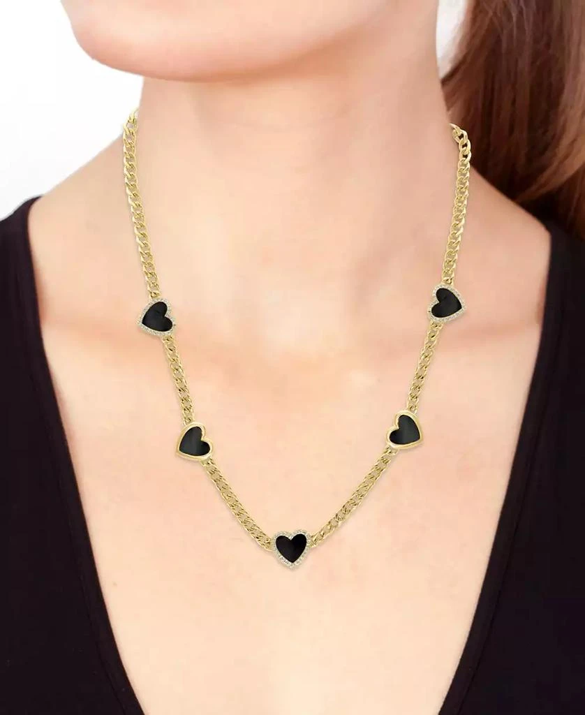 商品Effy|Diamond (1/4 ct. t.w.) & Onyx (4-3/8 ct. t.w.) Chain 16-1/2" Necklace in 14k Gold Over Silver,价格¥17885,第2张图片详细描述