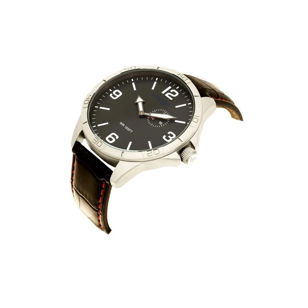 商品Wrangler|Men's Watch, 48MM IP Silver Case with White Dial, Tan Strap,价格¥527,第2张图片详细描述