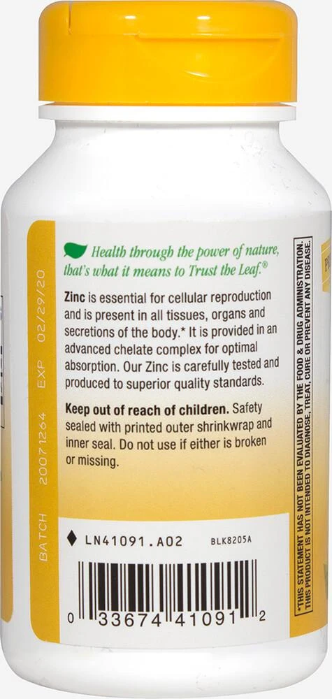 商品Nature's Way|Zinc Chelate 30 mg, 100 Capsules,价格¥59,第2张图片详细描述