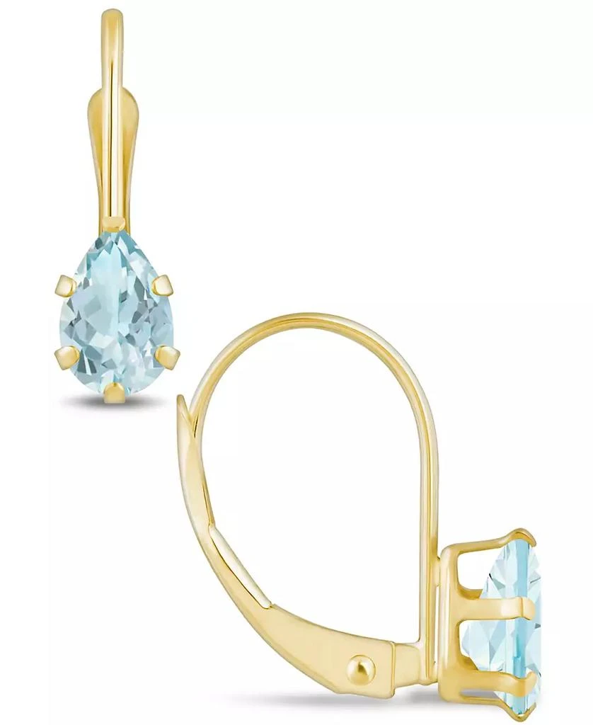 商品Macy's|Aquamarine (3/4 Ct. T.W.) Leverback Earrings in 10K Yellow Gold or White Gold,价格¥1251,第1张图片