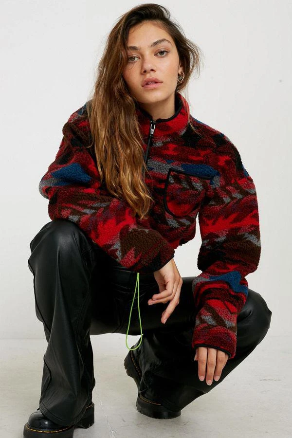 商品Urban Outfitters|UO Geo Print Fleece Pullover Jacket,价格¥76,第1张图片