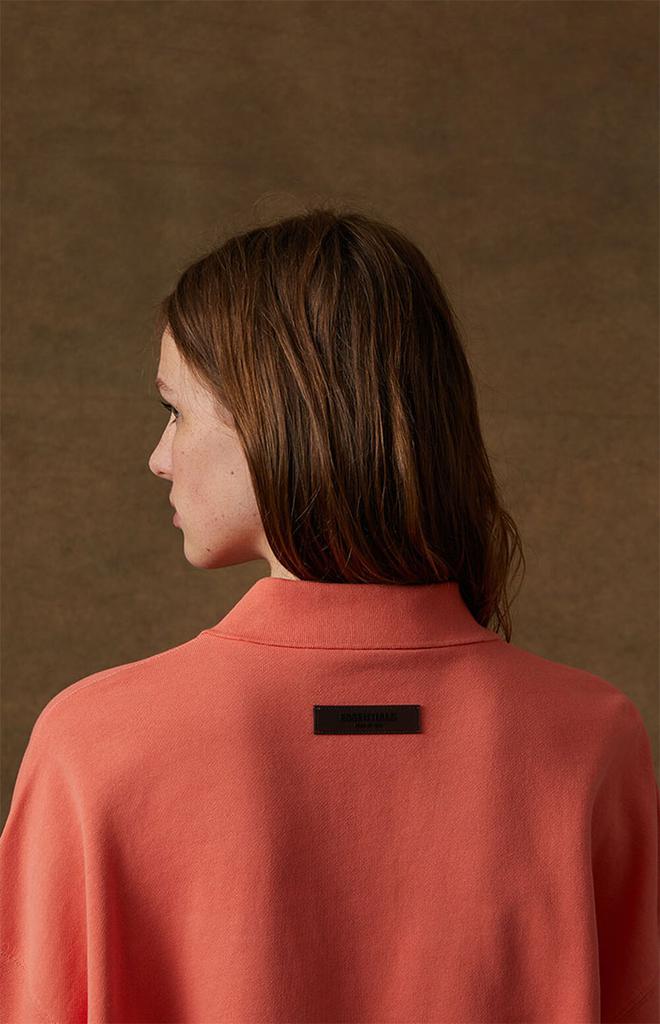 Women's Coral Long Sleeve Polo Sweatshirt商品第5张图片规格展示