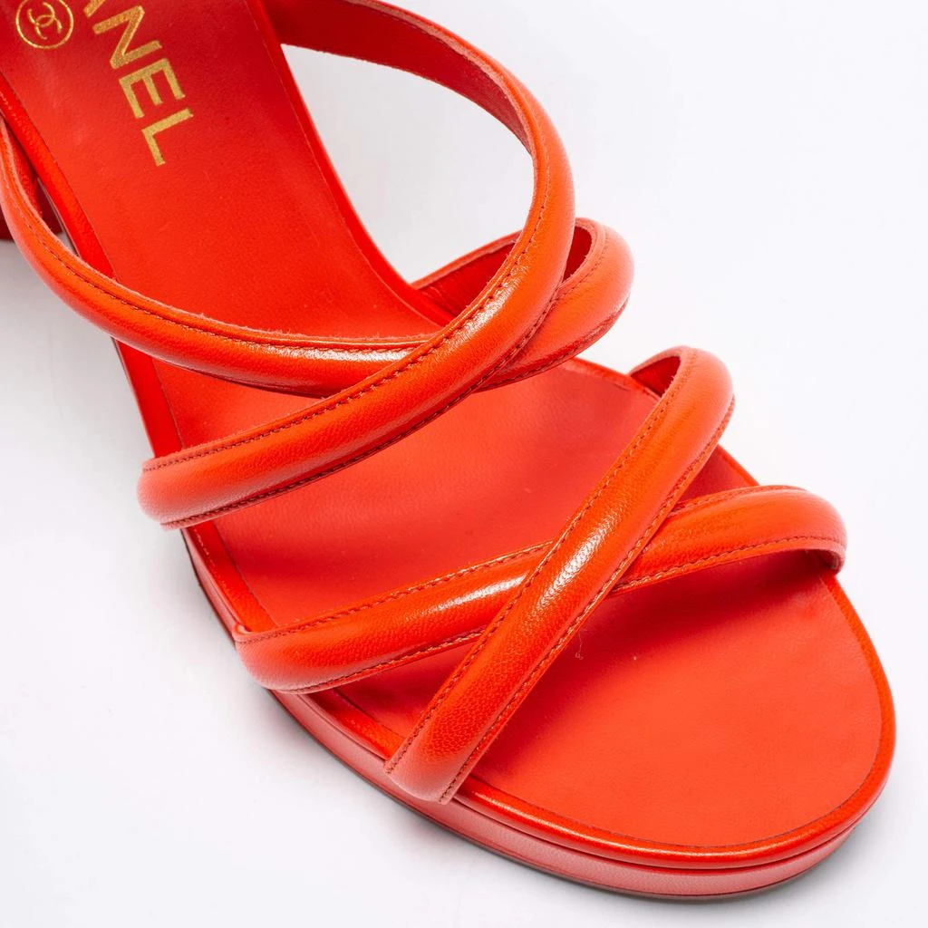 Chanel Orange Leather Ankle Wrap  Sandals Size 41 商品