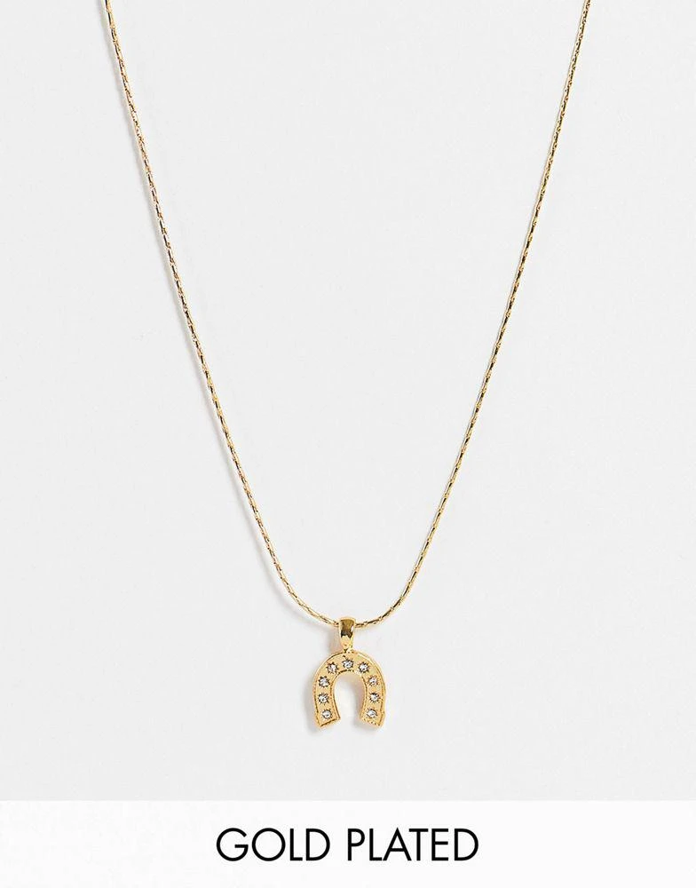 商品ASOS|ASOS DESIGN 14k gold plated necklace with horse shoe pendant,价格¥70,第1张图片