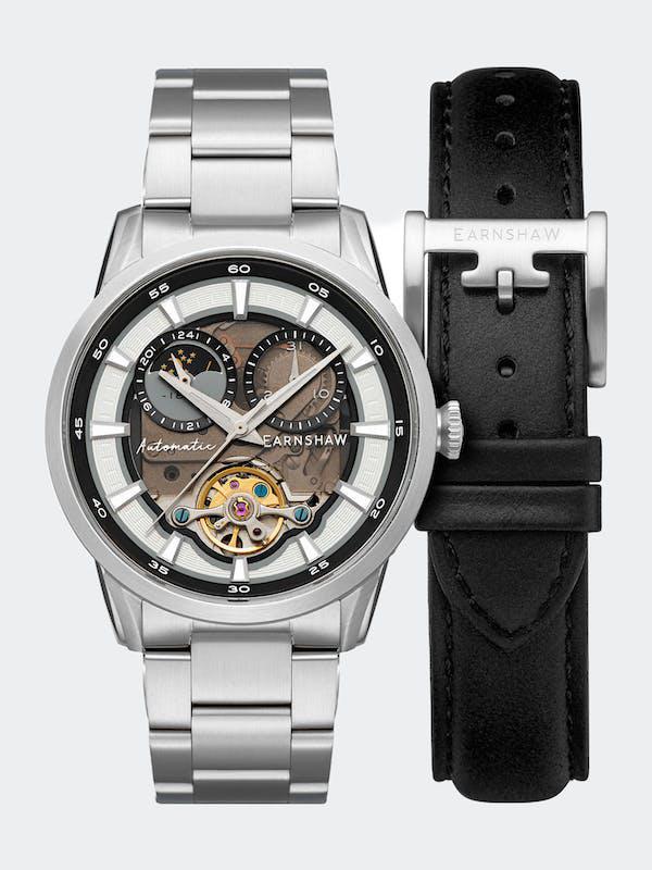 Carlyle Sun Moon Open Heart Automatic Watch Charcoal商品第1张图片规格展示