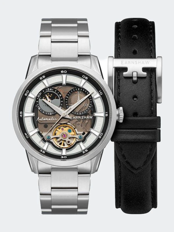 商品Thomas Earnshaw|Carlyle Sun Moon Open Heart Automatic Watch Charcoal,价格¥3780,第1张图片