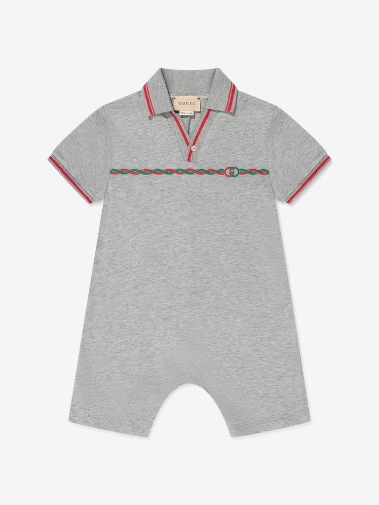 商品Gucci|Baby Boys Polo Romper in Grey,价格¥2718,第1张图片