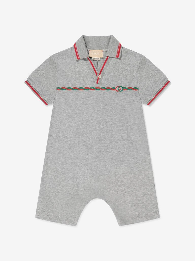 商品Gucci|Gucci Baby Boys Polo Romper in Grey,价格¥2887,第1张图片