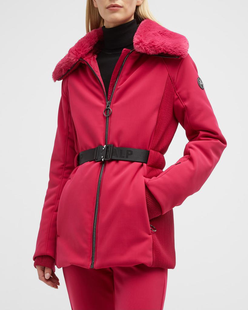 Clea Belted Ski Jacket w/ Faux Fur Trim商品第1张图片规格展示