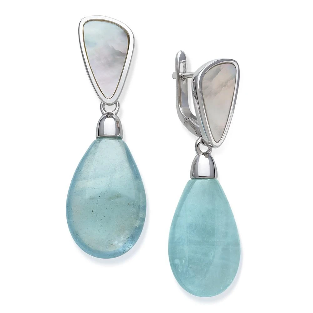 商品Macy's|Milky Aquamarine and Mother of Pearl Earrings in Sterling Silver,价格¥1315,第1张图片