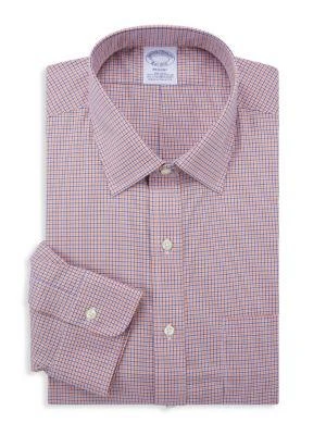 商品Brooks Brothers|Regent-Fit Checked Supima Cotton-Blend Dress Shirt,价格¥225,第1张图片