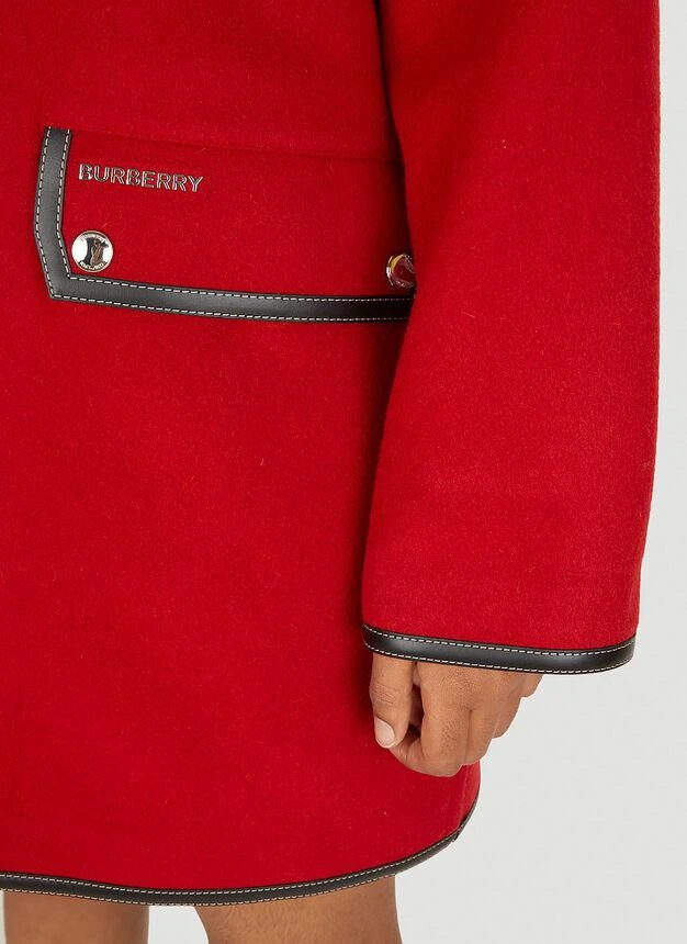 Contrast Trim Hooded Coat in Red 商品