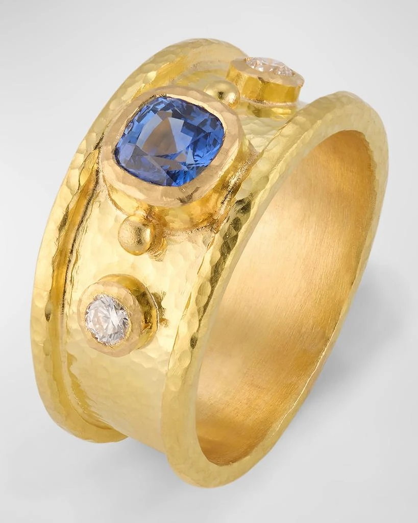 商品Elizabeth Locke|19K Yellow Gold Medium Square Blue Sapphire and Diamond Cigar Band Ring, Size 6.5,价格¥33969,第3张图片详细描述