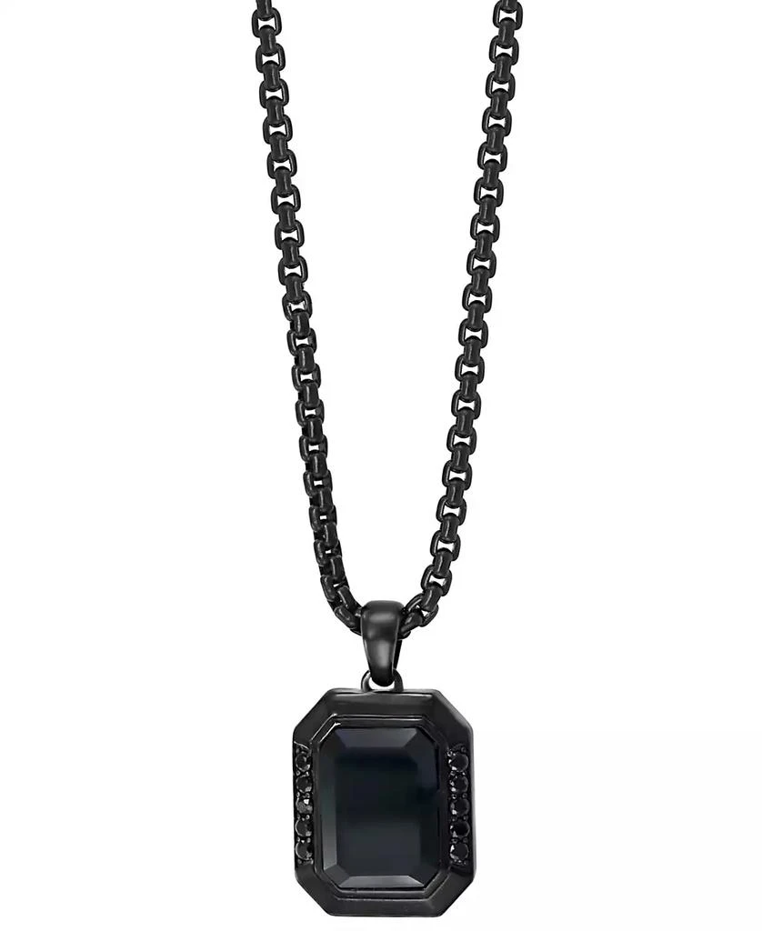 商品Effy|EFFY® Men's Onyx and Black Spinel 24" Pendant Necklace in Black PVD Plated Sterling Silver,价格¥5948,第1张图片