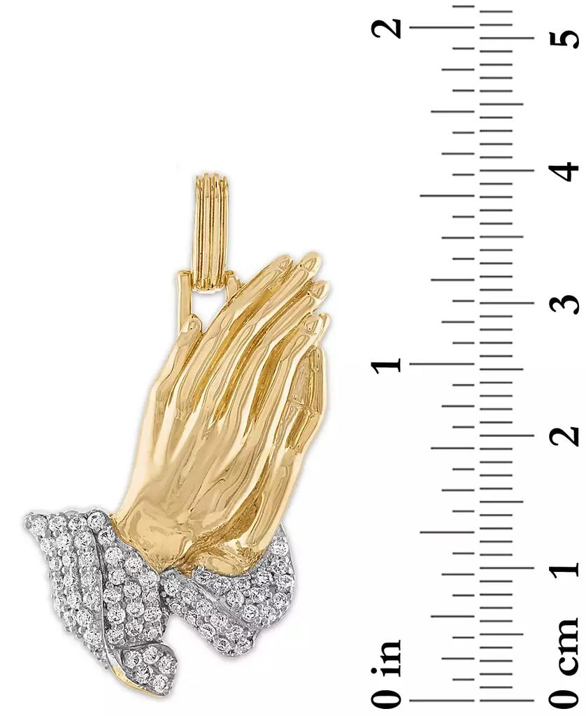 商品Esquire Men's Jewelry|Cubic Zirconia Two-Tone Praying Hands Pendant in Sterling Silver & 14k Gold-Plate, Created for Macy's,价格¥924,第3张图片详细描述