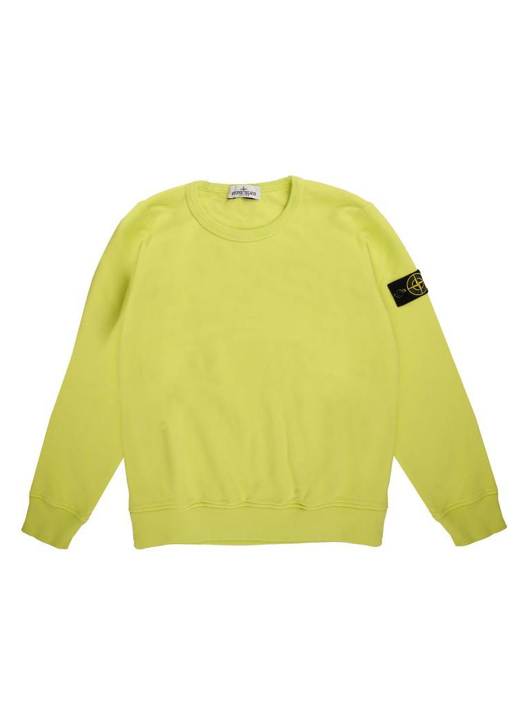 商品Stone Island Junior|Stone Island Junior Fluo Green Crewneck Sweatshirt,价格¥967,第1张图片