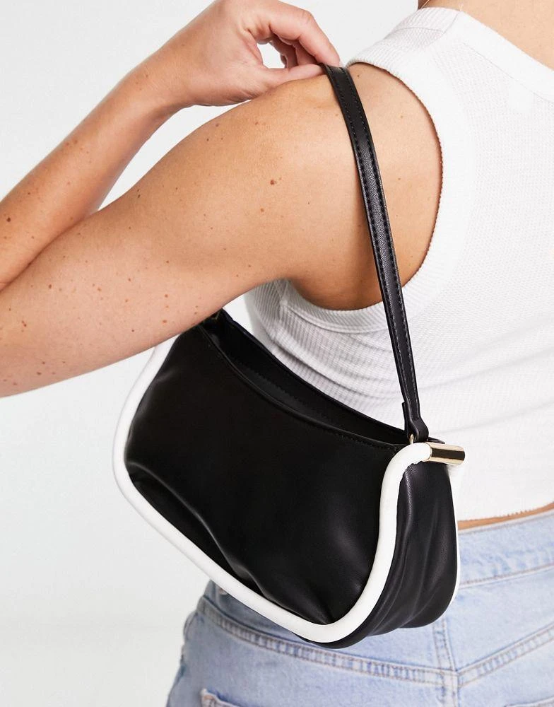 商品ASOS|ASOS DESIGN shoulder bag with tubular piping in mono,价格¥69,第2张图片详细描述