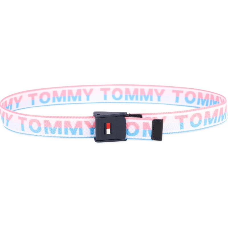 商品Tommy Hilfiger|Woven logo belt on white blue and pink,价格¥350,第2张图片详细描述