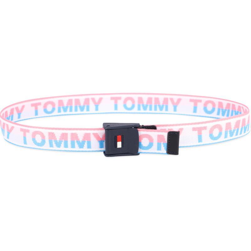 商品Tommy Hilfiger|Woven logo belt on white blue and pink,价格¥317,第4张图片详细描述