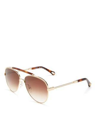 商品Chloé|Women's Jackie Brow Bar Aviator 墨镜, 60mm,价格¥3143,第3张图片详细描述