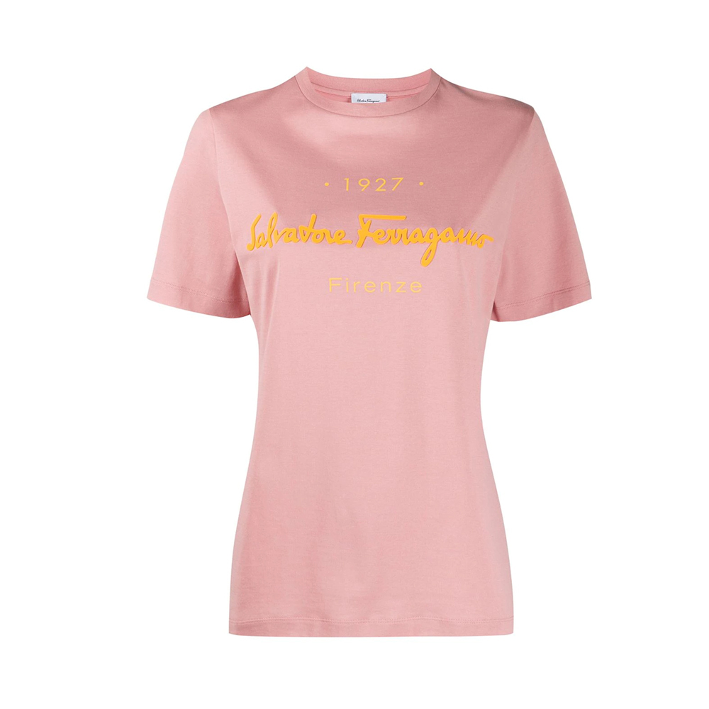 SALVATORE FERRAGAMO 女士粉色标志短袖T恤 11-C466-727087商品第1张图片规格展示