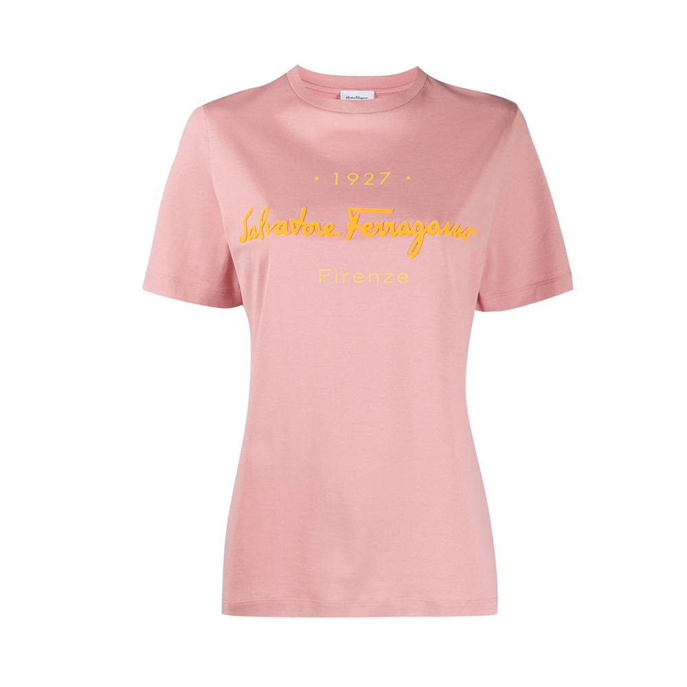 商品Salvatore Ferragamo|SALVATORE FERRAGAMO 女士粉色标志短袖T恤 11-C466-727087,价格¥1661,第1张图片