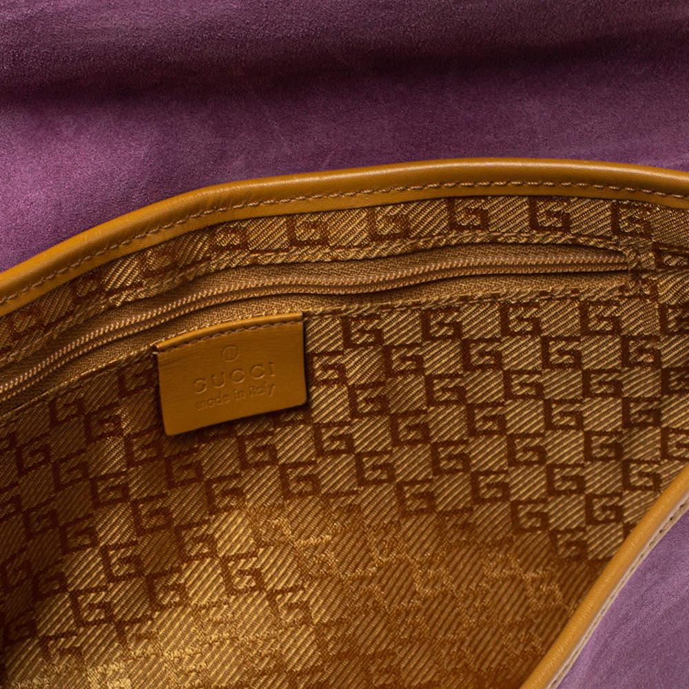 Gucci Purple/Tan Suede and Leather Tiger Charm Shoulder Bag商品第7张图片规格展示