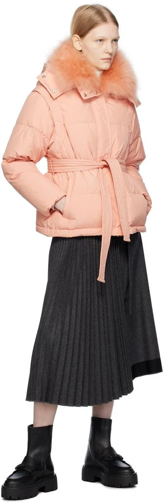 商品Yves Salomon|Pink Belted Down Jacket,价格¥3634,第4张图片详细描述