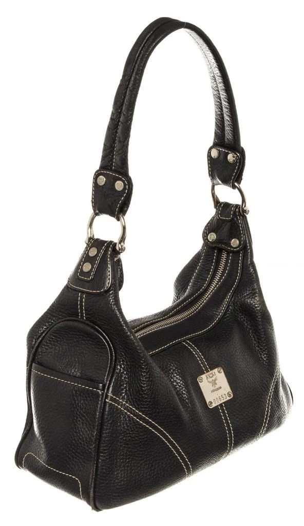 商品[二手商品] MCM|MCM Black Leather Contrast Stitch Hobo Bag,价格¥3913,第2张图片详细描述