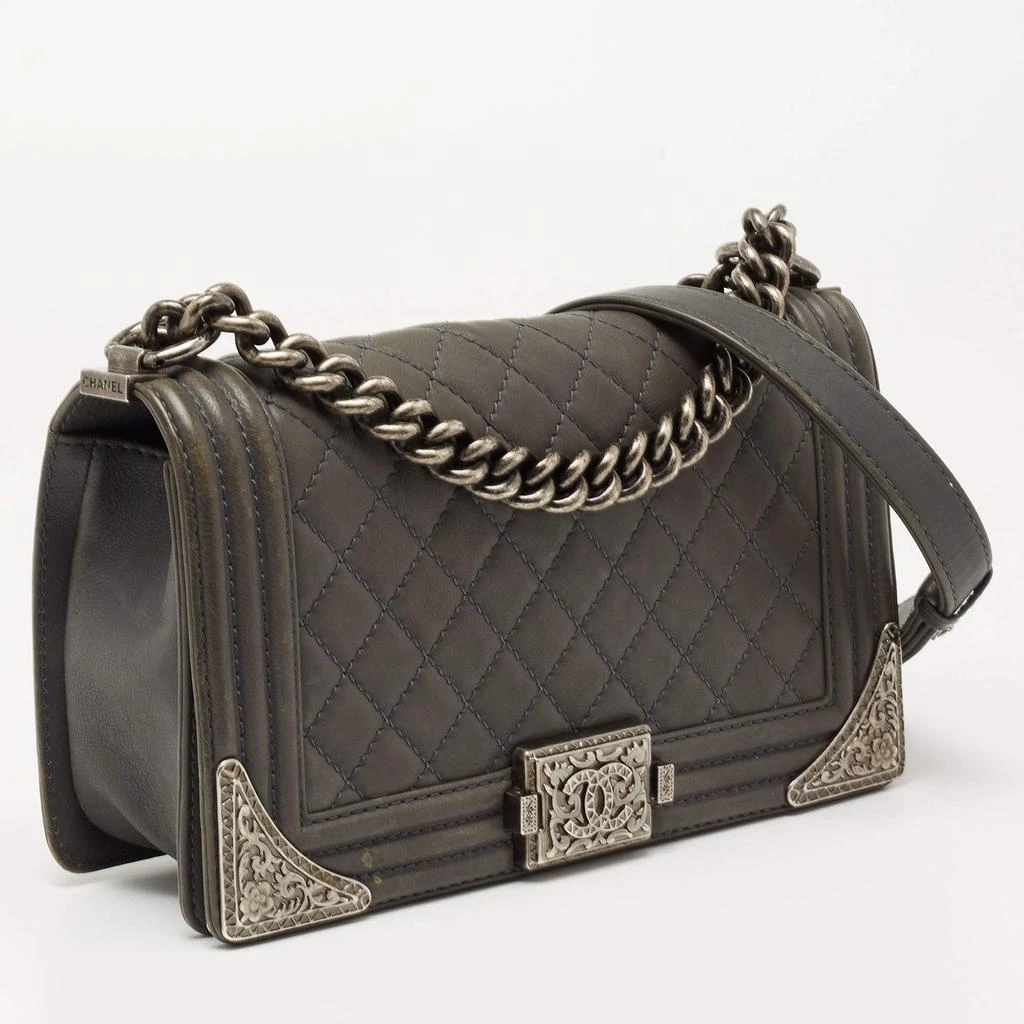 商品[二手商品] Chanel|Chanel Grey Quilted Leather Medium Paris Dallas Boy Flap Bag,价格¥17629,第3张图片详细描述