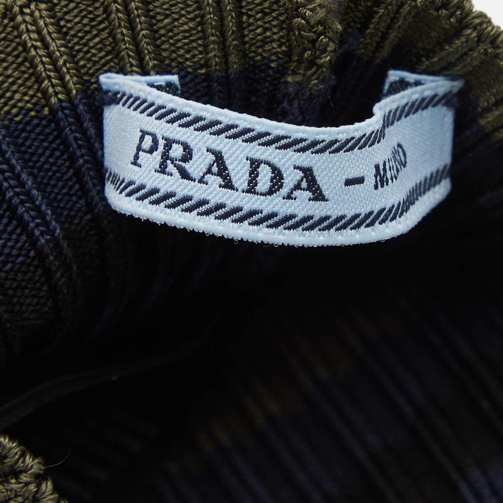 Prada Navy & Green Striped Rib Knit Leg Warmers商品第4张图片规格展示