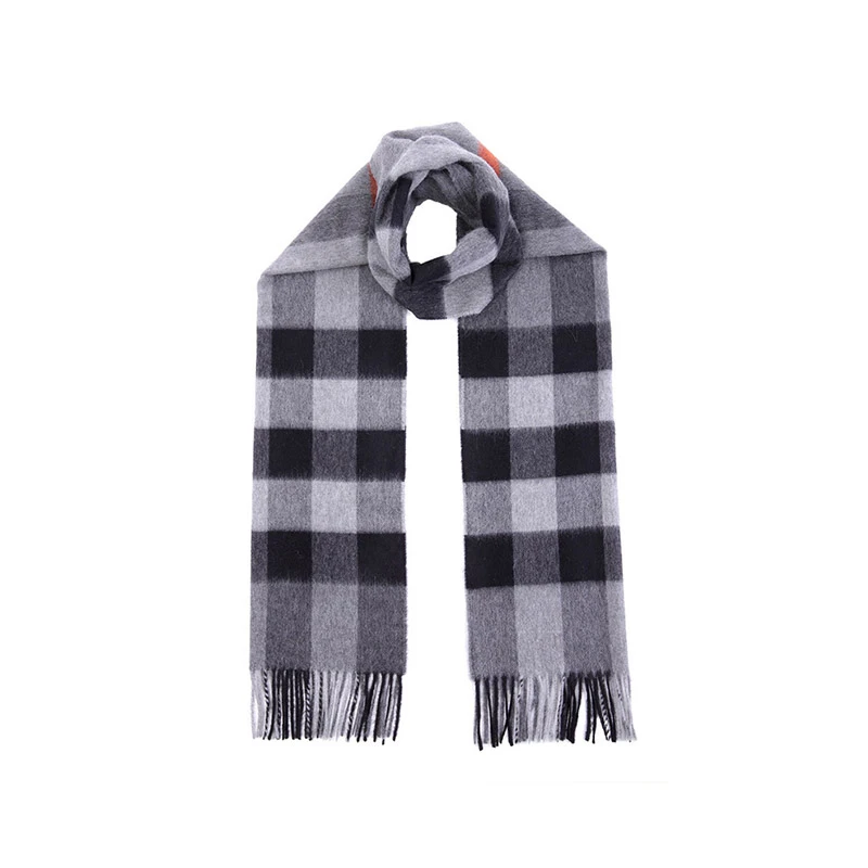 商品[国内直发] Burberry|Burberry 巴宝莉 格纹拉绒羊绒围巾 3942874-灰色,价格¥4195,第1张图片